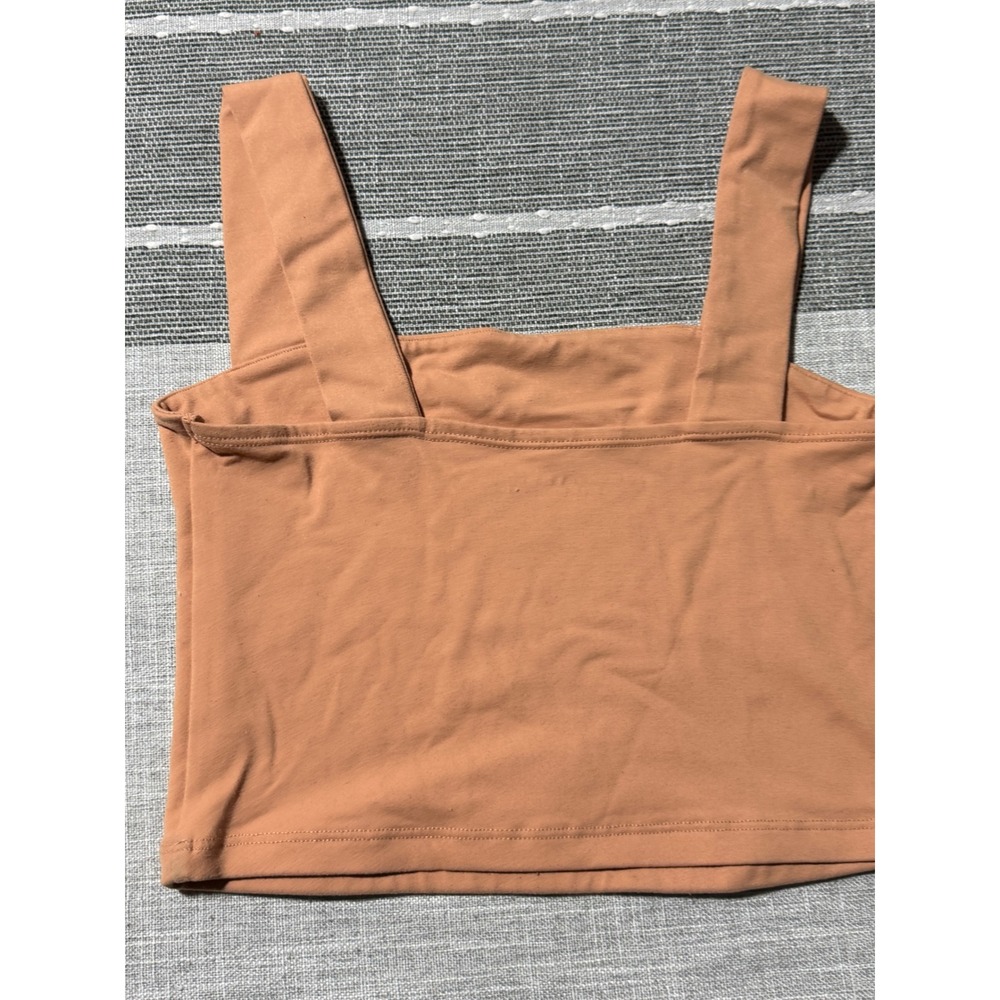 Abercrombie & Fitch‎ Soft A&F Collection Tan Brown Square Neck Crop Tank Top XS - Picture 2 of 3